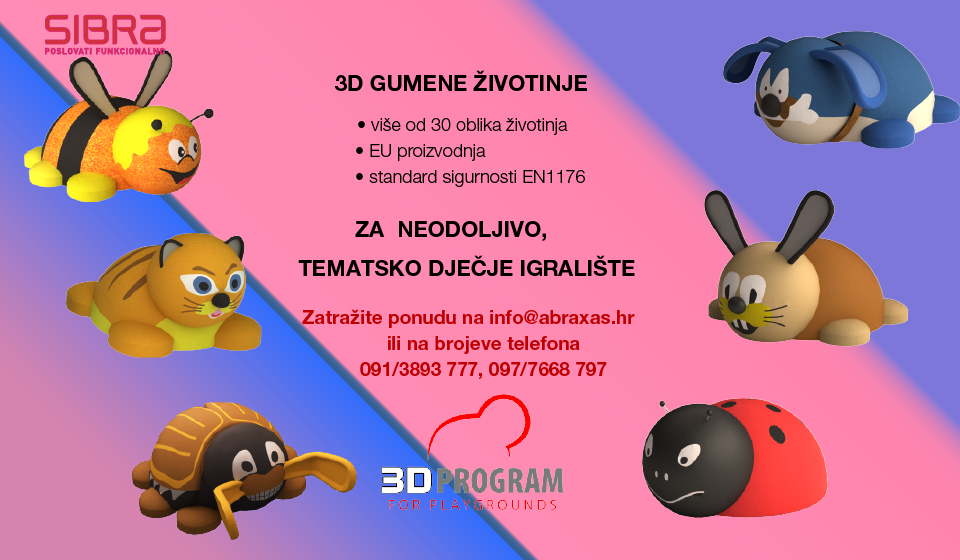 3D gumene životinje za dječje igralište